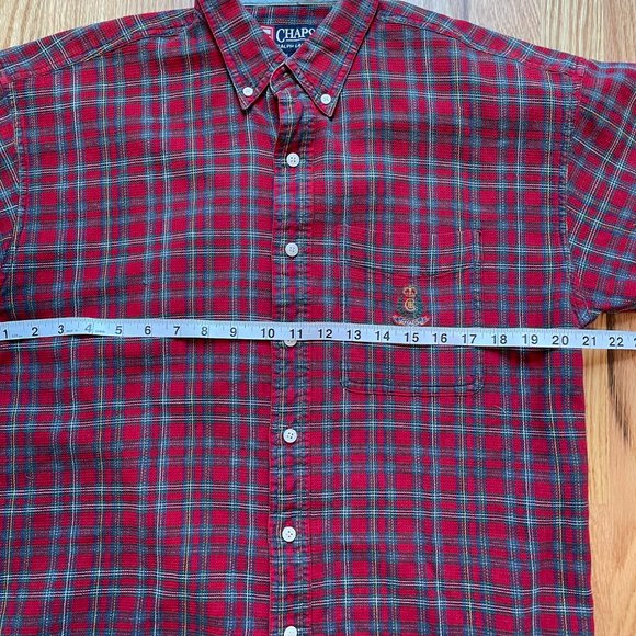 Chaps by Ralph Lauren Men's Button Down Short Sleeve Shirt Red Plaid Size Med - Picture 8 of 11